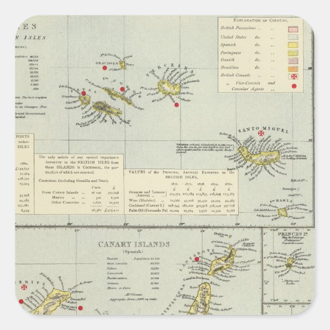 Öar, Atlanten Fyrkantigt Klistermärke (Framsida)