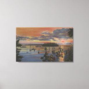 Öar av lägre Columbia River på Sunsetand Canvastryck