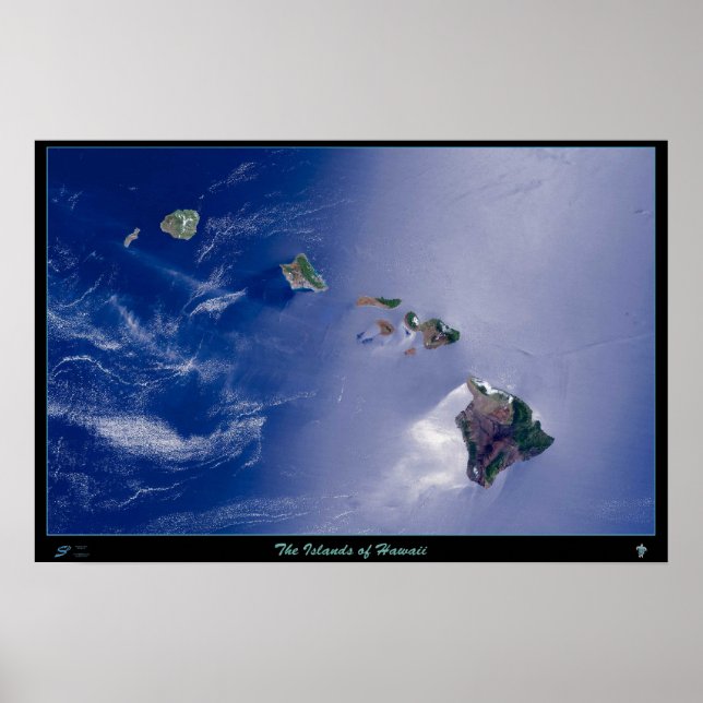 Öarna i Hawaii satellit affisch (Framsidan)