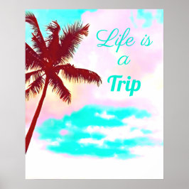 Öarnas liv tropiska handflatan träd poster