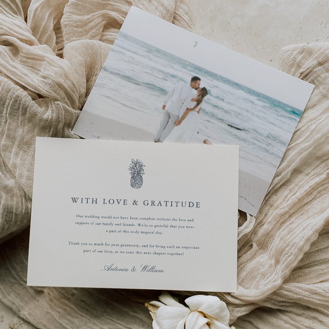 Öarnas Vintage Pineapple Bröllop Photo Tack Kort (Skapare uppladdad)