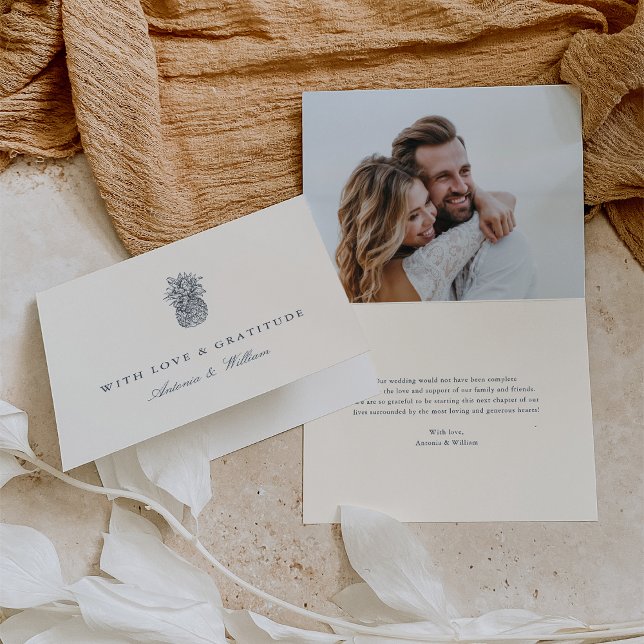 Öarnas Vintage Pineapple Bröllop Photo Tack Kort (Skapare uppladdad)