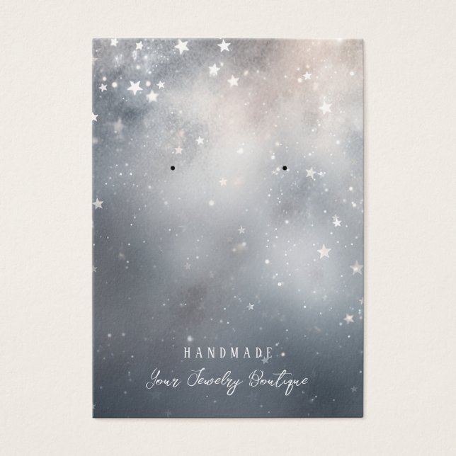 Öarrningar Silver Grått Stars Juvelry Visning Card Visitkort (Framsidan)