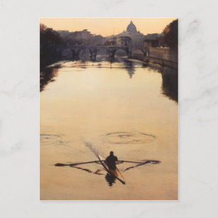 "Oarsman" Tiber River Watercolor Vykort