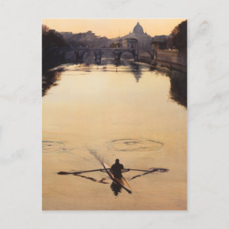 "Oarsman" Tiber River Watercolor Vykort