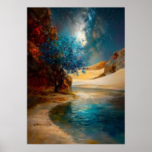 Oas under stjärnorna - Celestial ökenlandskap Poster