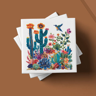 Oasis för Blommar av ökenblommor Kakelplatta