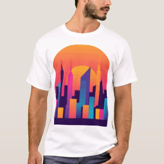 Oasis i städer: Stiliserad utformning av Cityscape T Shirt
