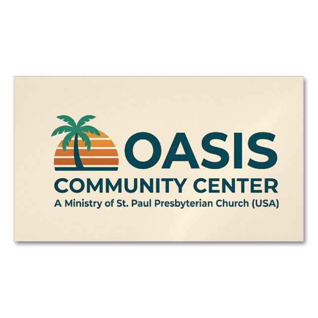 Oasis Komuncentrets Magnetskola Magnetiska Visitkort (Framsida)