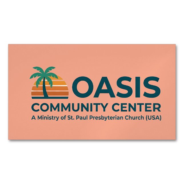 Oasis Komuncentrets Magnetskola Magnetiska Visitkort (Framsida)