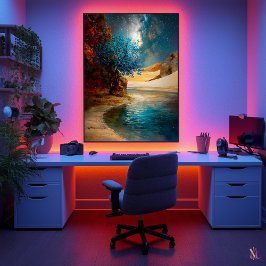 Oasis under stjärnor - kelestial ökenlandskap poster
