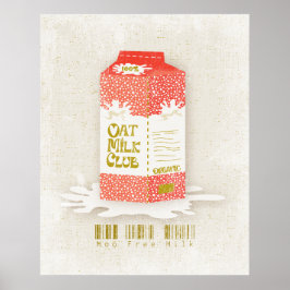 Oat Mjölk Klubb Vegan Organic Carton Moo Free Coff Poster