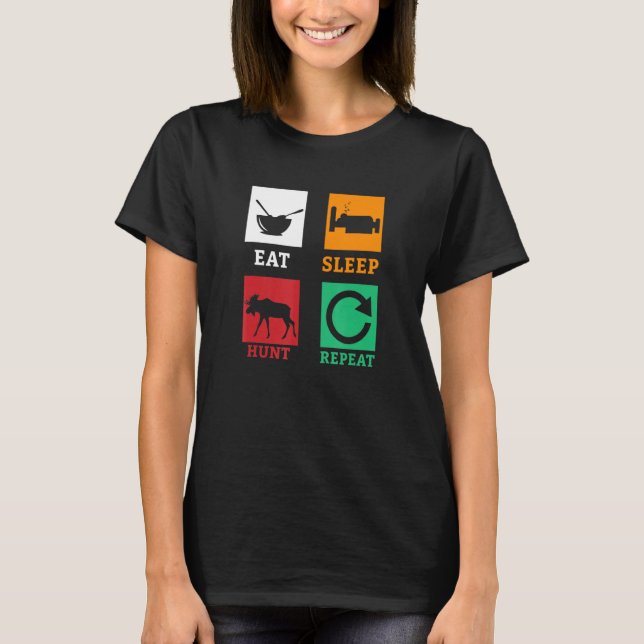 Öat Ssov Hunt Upprepa Moose Hunting Hjort Elk Hunt T Shirt (Framsida)