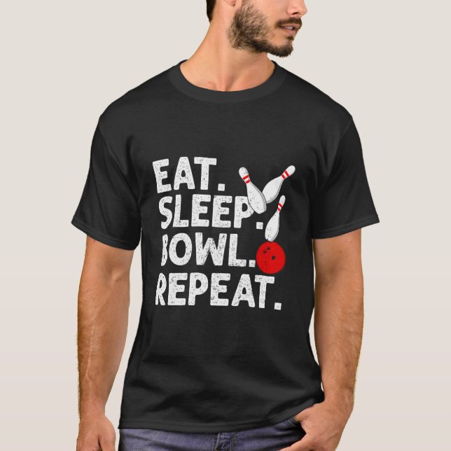 Öat viloläge Bowl Upprepa Bowling-citatet Humor T Shirt (Framsida)