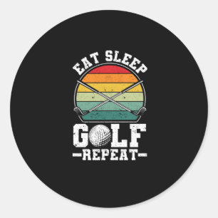 Öat viloläge Golf Upprepa Golfing Player Golfer Fu Runt Klistermärke