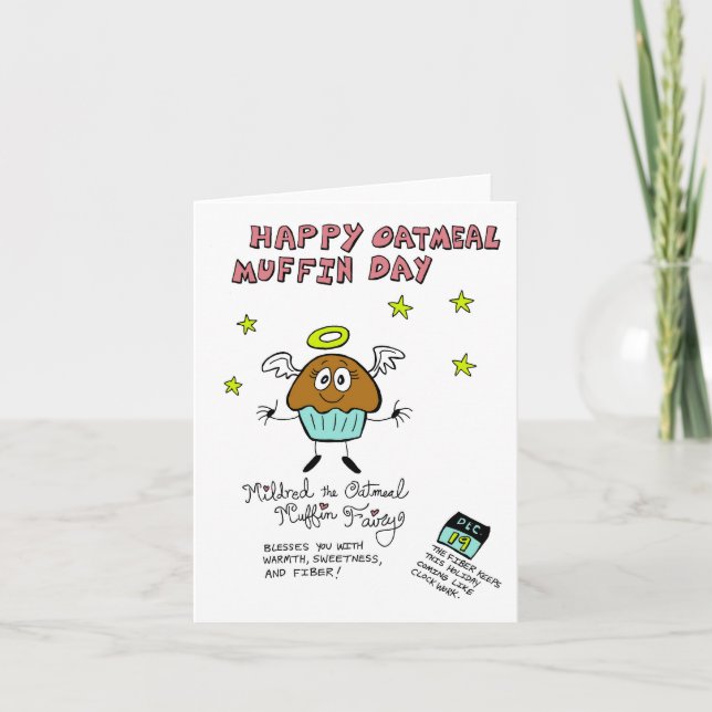 Oatmeal Muffin Day Greeting Card Kort (Framsida)
