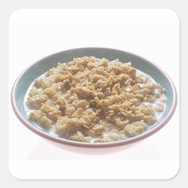 Oatmeskål Fyrkantigt Klistermärke (Framsida)