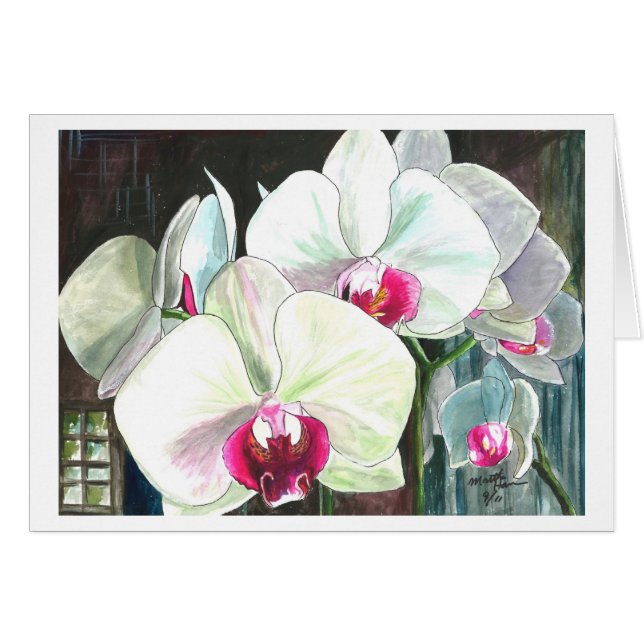 Oavkortad blom för Orchids Hälsningskort (Framsidan Horizontal)