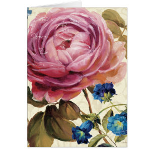 Oavkortad blom för rosa ros hälsningskort