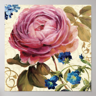 Oavkortad blom för rosa ros poster