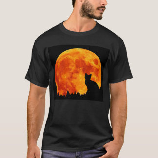 Oavkortad orange måne för katt t shirt