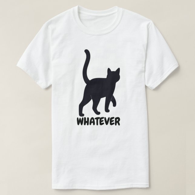 Oavsett Svart Katt Design T Shirt (Design framsida)