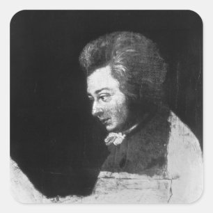 Oavslutat porträtt av Wolfgang Amadeus Mozart Fyrkantigt Klistermärke
