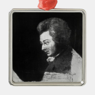 Oavslutat porträtt av Wolfgang Amadeus Mozart Julgransprydnad Metall