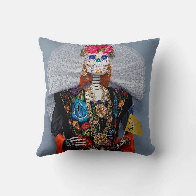 Oaxaca Calavera Catrina Tehuana Kudde (Baksida)