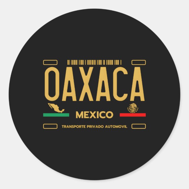 Oaxaca Mexico License Plate Aesthetic Oaxaca Runt Klistermärke (Framsida)