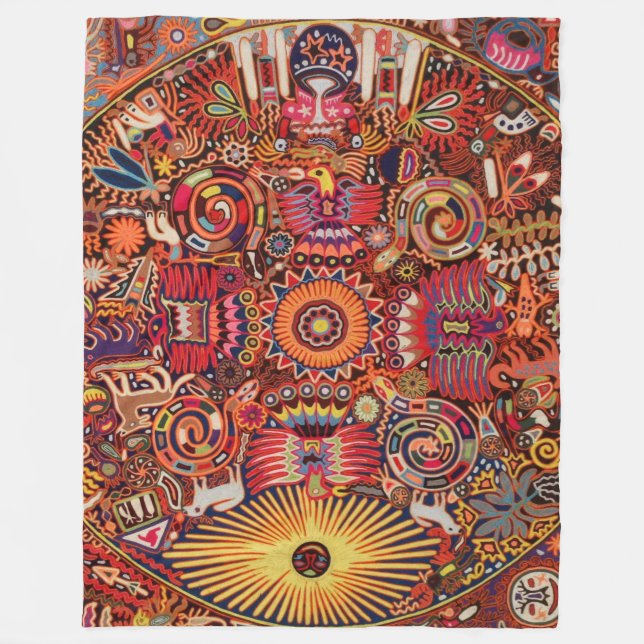 Oaxaca Mexico reser mexicansk Mayan stam- konst Fleecefilt (Framsidan)