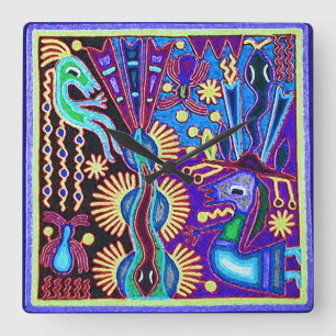 Oaxaca Mexico reser mexicansk Mayan stam- konst Fyrkantig Klocka