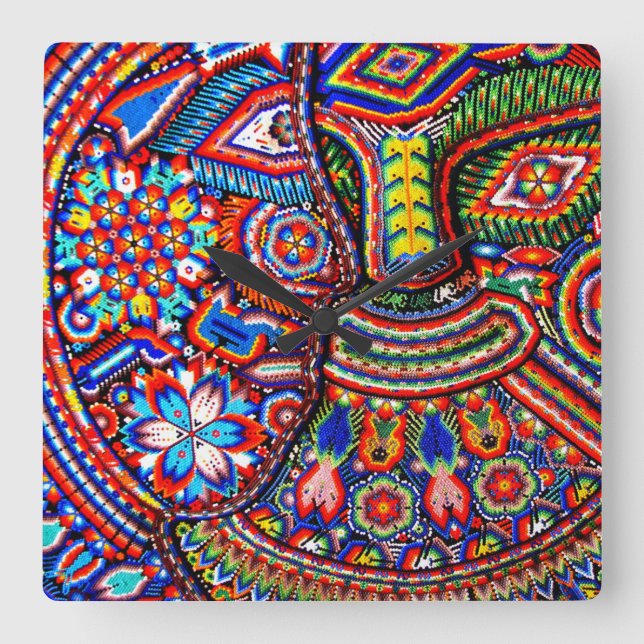 Oaxaca Mexico reser mexicansk Mayan stam- konst Fyrkantig Klocka (Framsida)