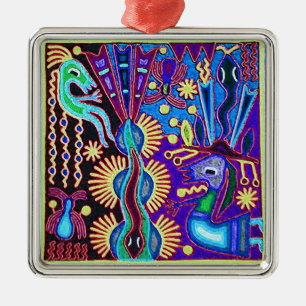 Oaxaca Mexico reser mexicansk Mayan stam- konst Julgransprydnad Metall