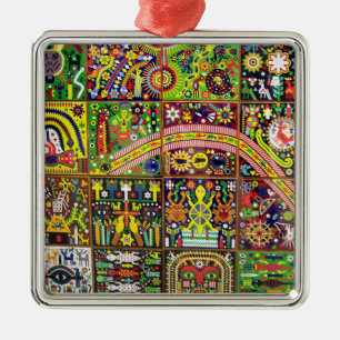 Oaxaca Mexico reser mexicansk Mayan stam- konst Julgransprydnad Metall