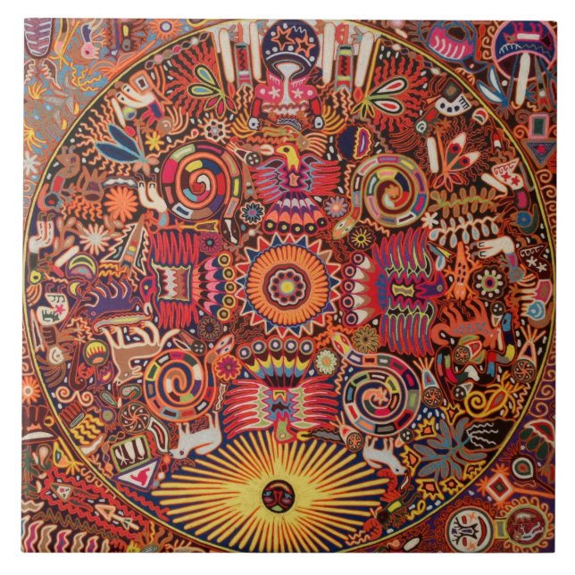 Oaxaca Mexico reser mexicansk Mayan stam- konst Kakelplatta (Framsidan)