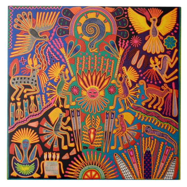 Oaxaca Mexico reser mexicansk Mayan stam- konst Kakelplatta (Framsidan)