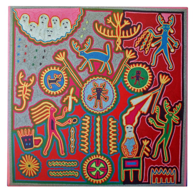 Oaxaca Mexico reser mexicansk Mayan stam- konst Kakelplatta (Framsidan)