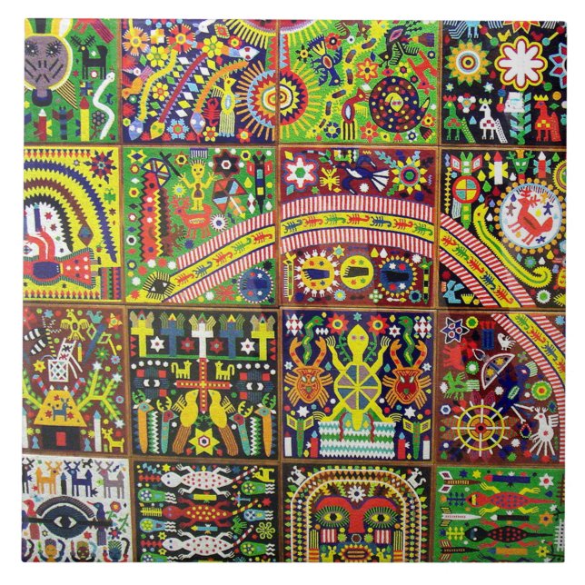 Oaxaca Mexico reser mexicansk Mayan stam- konst Kakelplatta (Framsidan)