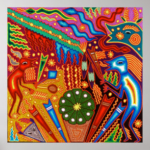 Oaxaca Mexico reser mexicansk Mayan stam- konst Poster