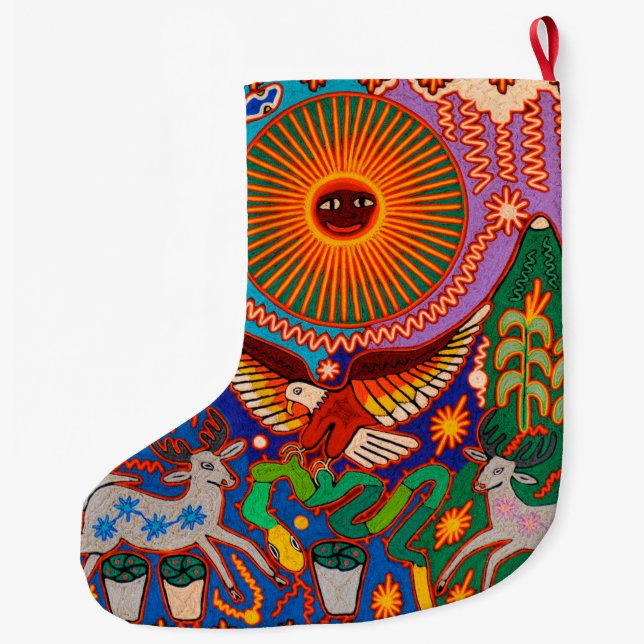 Oaxaca Mexico reser mexicansk Mayan stam- konst Stor Julstrumpa (Baksidan)