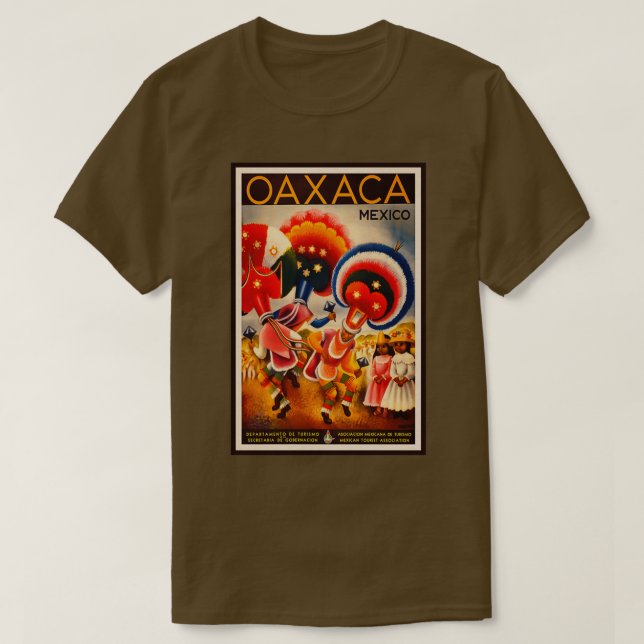 Oaxaca Mexico Retro Travel Ad T Shirt (Design framsida)
