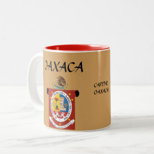 Oaxaca Mexico Vapensköld och Flagga Två-Tonad Mugg