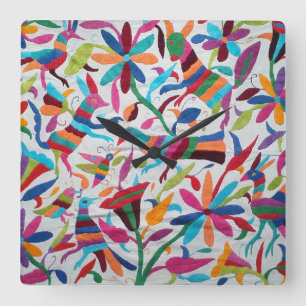 Oaxaca Mexikanska Mayan Hispanic Ethnic Boho Fyrkantig Klocka