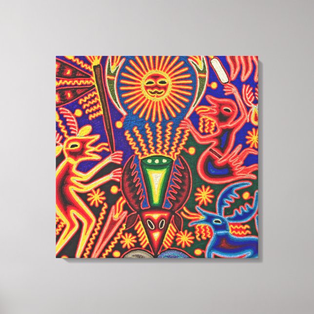 Oaxaca Mexiko Mexikanska Mayan Tribal Art Boho Tra Canvastryck (Framsida)