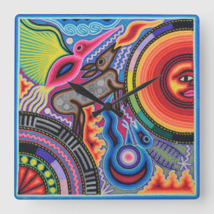 Oaxaca Mexiko Mexikanska Mayan Tribal Art Boho Tra Fyrkantig Klocka