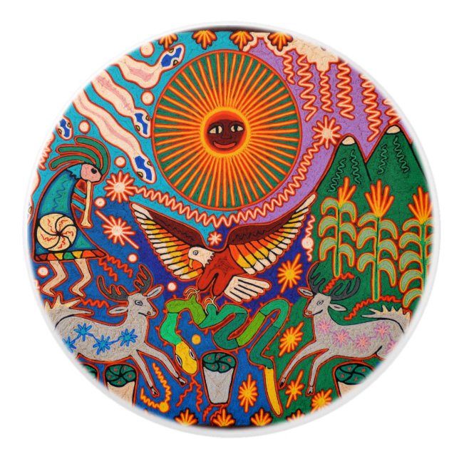 Oaxaca Mexiko Mexikanska Mayan Tribal Art Boho Tra Knopp (Framsidan)