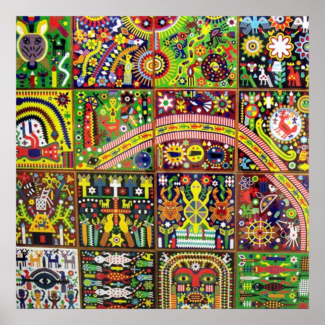 Oaxaca Mexiko Mexikanska Mayan Tribal Art Boho Tra Poster (Framsidan)