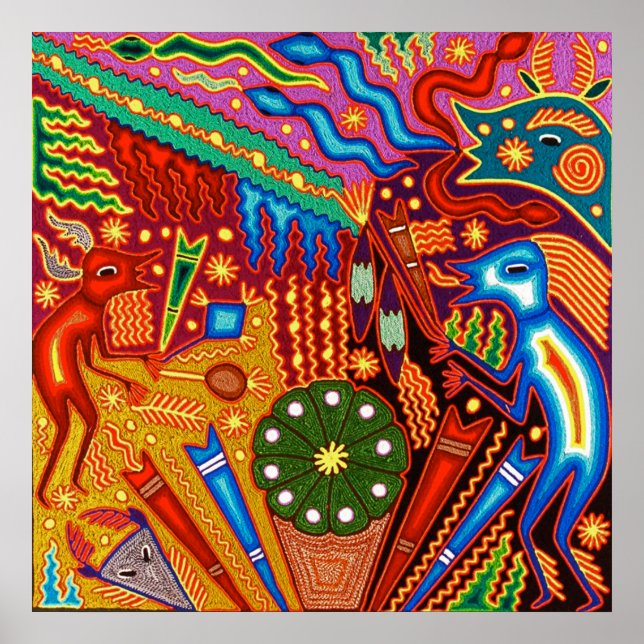 Oaxaca Mexiko Mexikanska Mayan Tribal Art Boho Tra Poster (Framsidan)