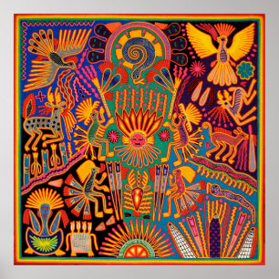 Oaxaca Mexiko Mexikanska Mayan Tribal Art Boho Tra Poster